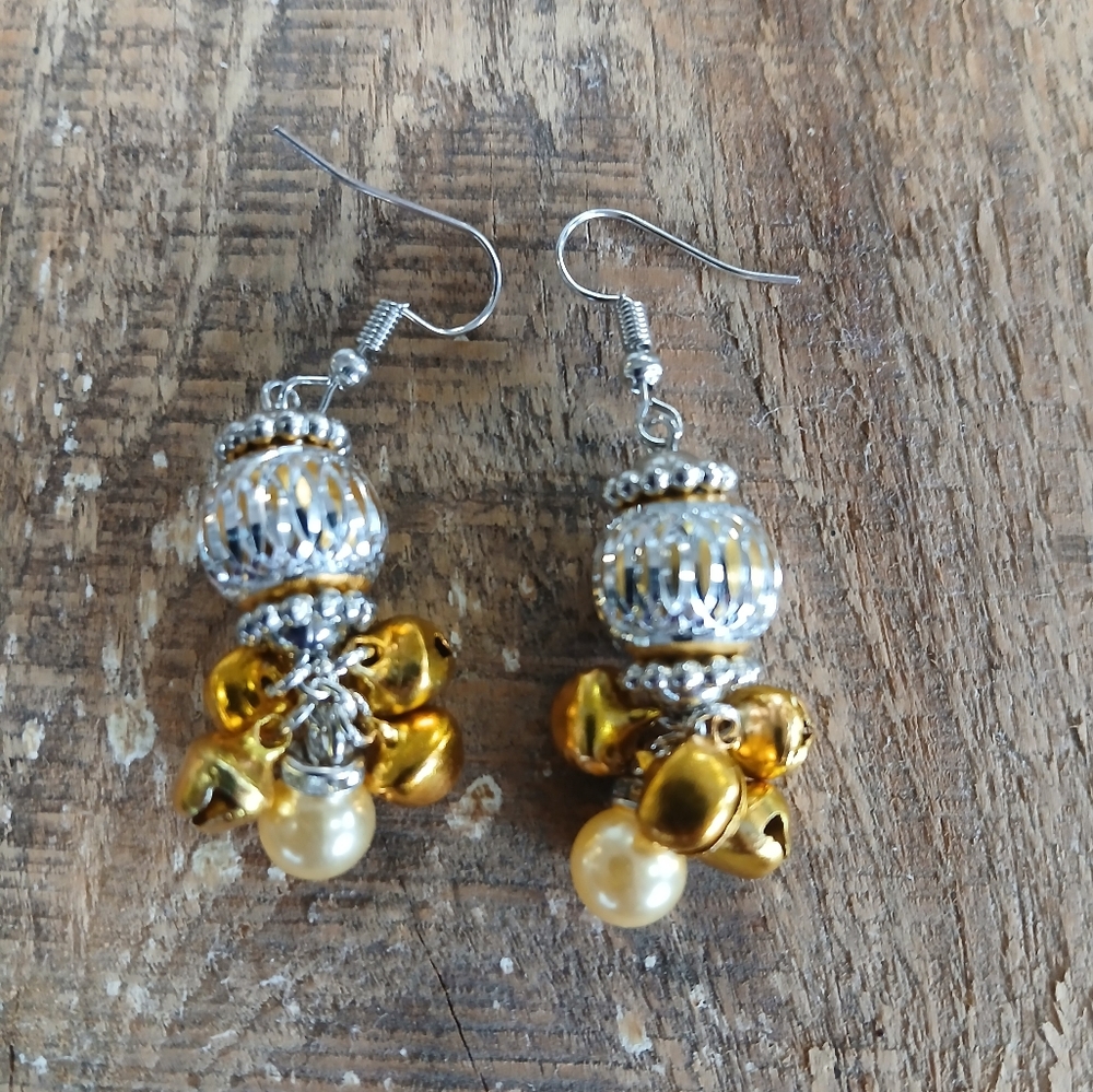 Elegant Silver and Gold Dangle Earrings